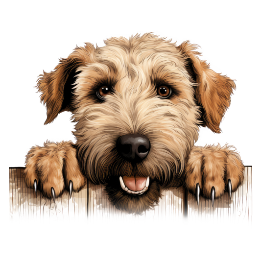 Brown Dog Terrier Fence Happy Vinyl Sticker Decal