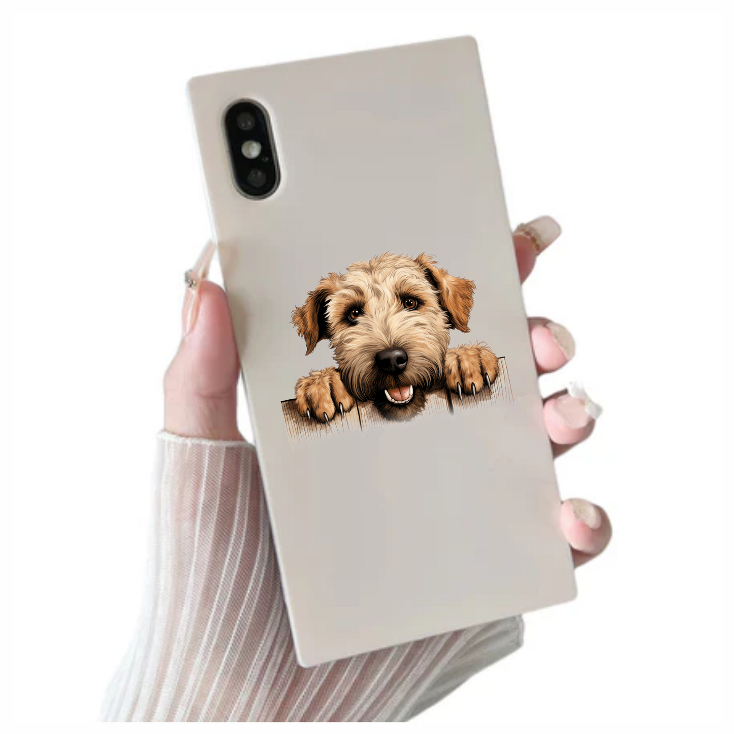 Brown Dog Terrier Fence Happy Vinyl Sticker Decal