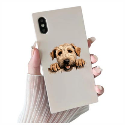 Brown Dog Terrier Fence Happy Vinyl Sticker Decal