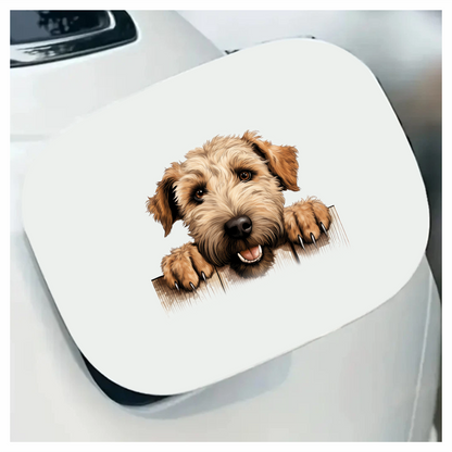 Brown Dog Terrier Fence Happy Vinyl Sticker Decal