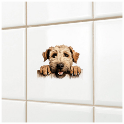 Brown Dog Terrier Fence Happy Vinyl Sticker Decal