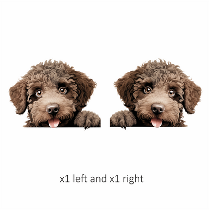 Brown Dog Poodle Head Tongue Out Vinyl Sticker Decal