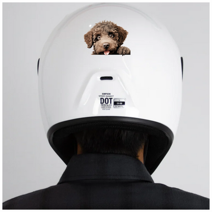 Brown Dog Poodle Head Tongue Out Vinyl Sticker Decal