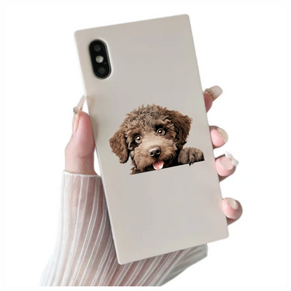 Brown Dog Poodle Head Tongue Out Vinyl Sticker Decal