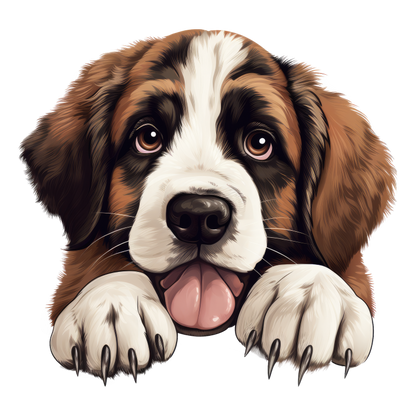 Brown White Dog Saint Bernard Puppy Vinyl Sticker Decal