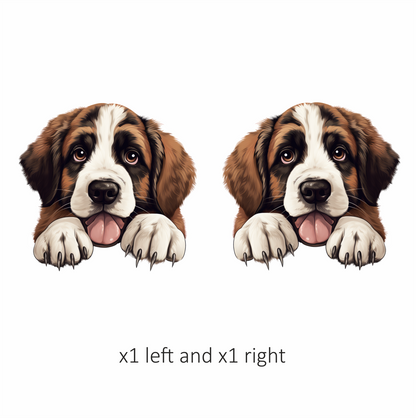 Brown White Dog Saint Bernard Puppy Vinyl Sticker Decal