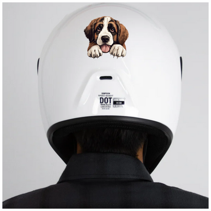Brown White Dog Saint Bernard Puppy Vinyl Sticker Decal