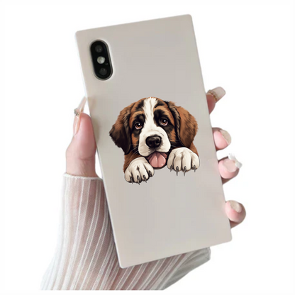 Brown White Dog Saint Bernard Puppy Vinyl Sticker Decal