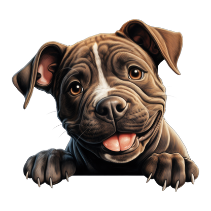 Brown Puppy Bulldog Smiling Cute Vinyl Sticker Decal