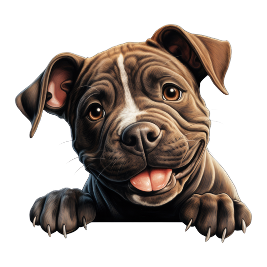 Brown Puppy Bulldog Smiling Cute Vinyl Sticker Decal
