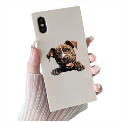 Brown Puppy Bulldog Smiling Cute Vinyl Sticker Decal