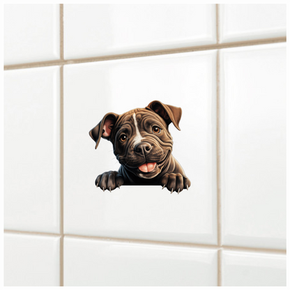 Brown Puppy Bulldog Smiling Cute Vinyl Sticker Decal