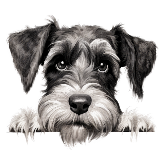 Black White Dog Schnauzer Face Vinyl Sticker Decal