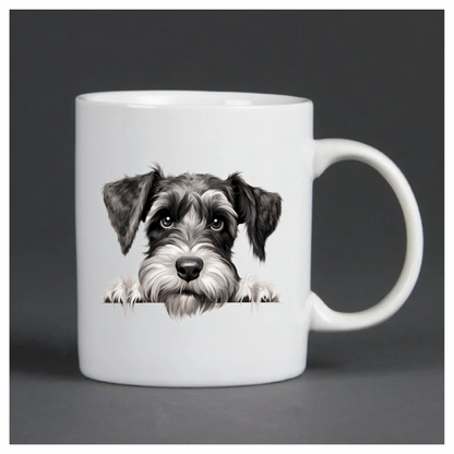 Black White Dog Schnauzer Face Vinyl Sticker Decal