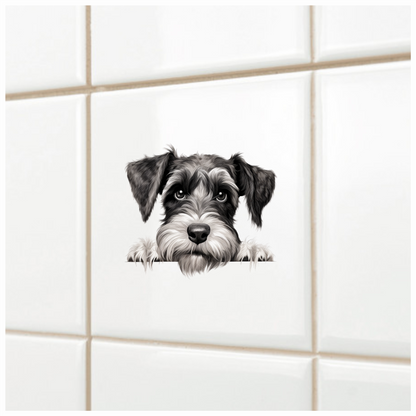 Black White Dog Schnauzer Face Vinyl Sticker Decal