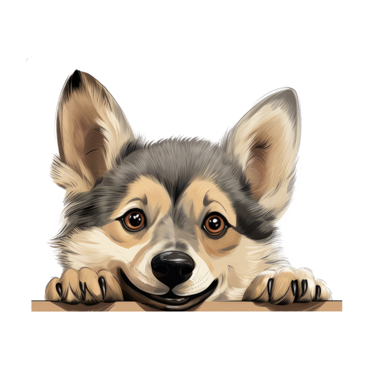 Brown Cute Dog Corgi Face Vinyl Sticker Decal