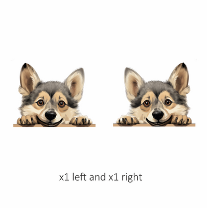 Brown Cute Dog Corgi Face Vinyl Sticker Decal