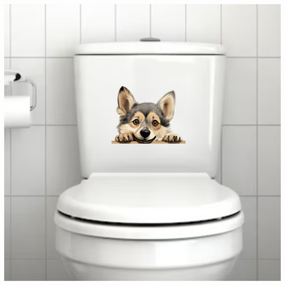 Brown Cute Dog Corgi Face Vinyl Sticker Decal