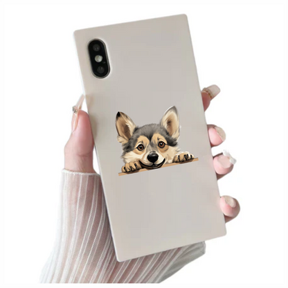Brown Cute Dog Corgi Face Vinyl Sticker Decal