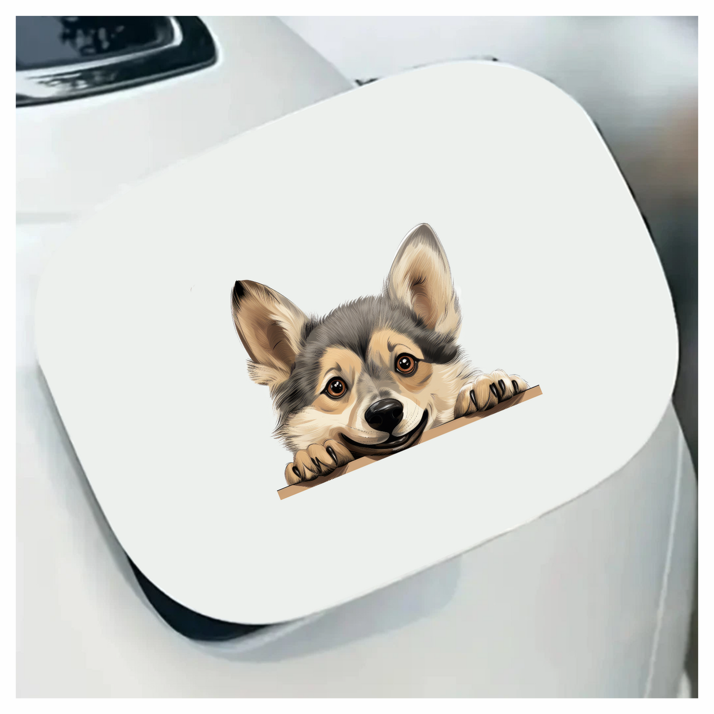 Brown Cute Dog Corgi Face Vinyl Sticker Decal