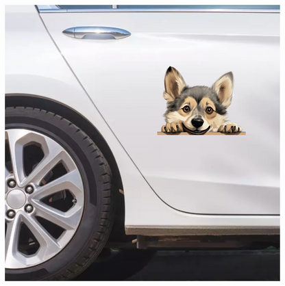 Brown Cute Dog Corgi Face Vinyl Sticker Decal