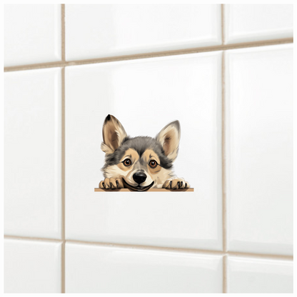Brown Cute Dog Corgi Face Vinyl Sticker Decal