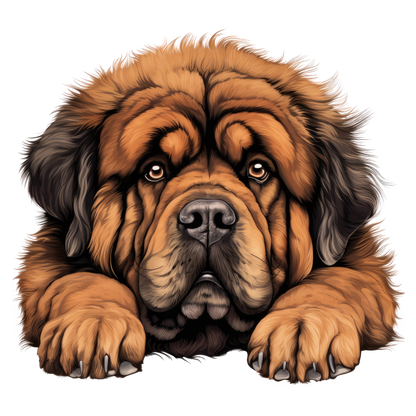 Brown Dog Tibetan Mastiff Portrait Vinyl Sticker Decal