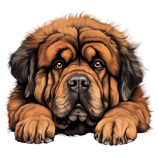 Brown Dog Tibetan Mastiff Portrait Vinyl Sticker Decal