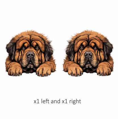Brown Dog Tibetan Mastiff Portrait Vinyl Sticker Decal