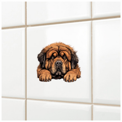 Brown Dog Tibetan Mastiff Portrait Vinyl Sticker Decal