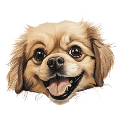 Beige Dog Spaniel Happy Face Vinyl Sticker Decal