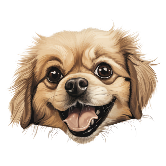 Beige Dog Spaniel Happy Face Vinyl Sticker Decal