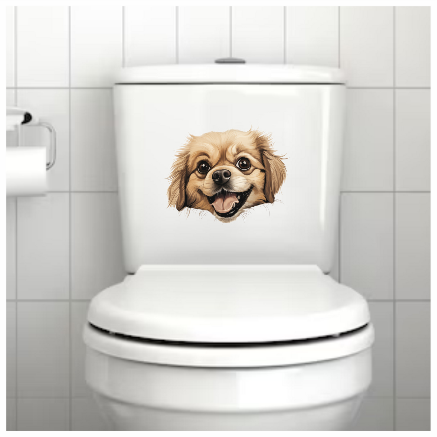 Beige Dog Spaniel Happy Face Vinyl Sticker Decal