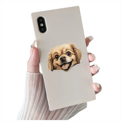 Beige Dog Spaniel Happy Face Vinyl Sticker Decal
