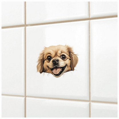 Beige Dog Spaniel Happy Face Vinyl Sticker Decal