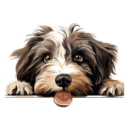 Brown White Dog Shaggy Terrier Vinyl Sticker Decal