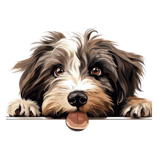 Brown White Dog Shaggy Terrier Vinyl Sticker Decal
