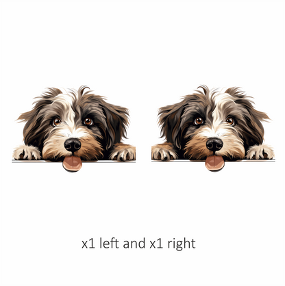 Brown White Dog Shaggy Terrier Vinyl Sticker Decal