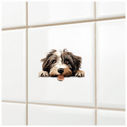 Brown White Dog Shaggy Terrier Vinyl Sticker Decal