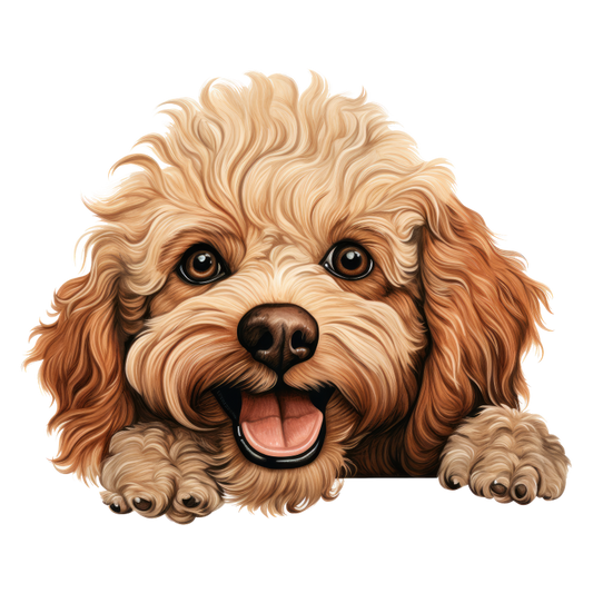 Brown Poodle Dog Happy Face Vinyl Sticker Decal