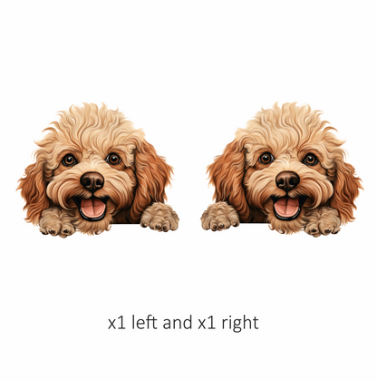Brown Poodle Dog Happy Face Vinyl Sticker Decal