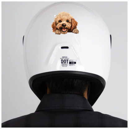 Brown Poodle Dog Happy Face Vinyl Sticker Decal
