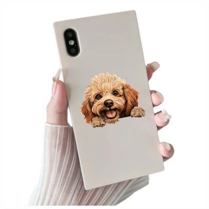 Brown Poodle Dog Happy Face Vinyl Sticker Decal