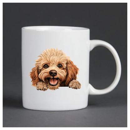 Brown Poodle Dog Happy Face Vinyl Sticker Decal