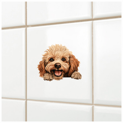 Brown Poodle Dog Happy Face Vinyl Sticker Decal