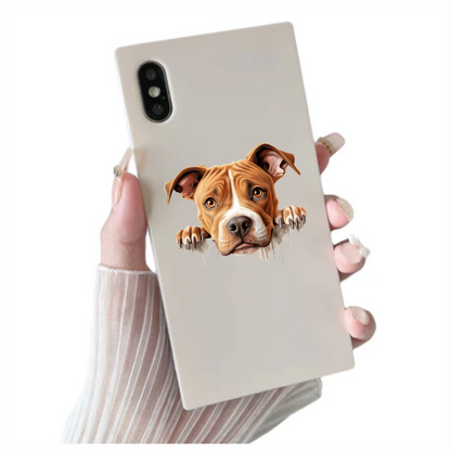Brown Dog Pitbull Paws Cute Vinyl Sticker Decal
