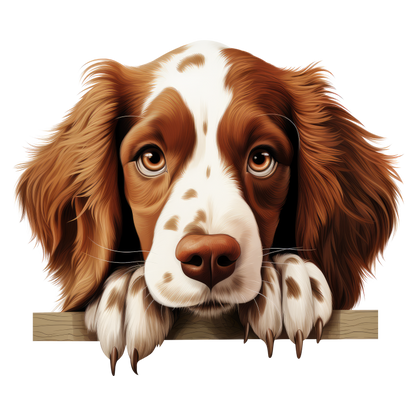 Brown White Spaniel Dog Face Vinyl Sticker Decal