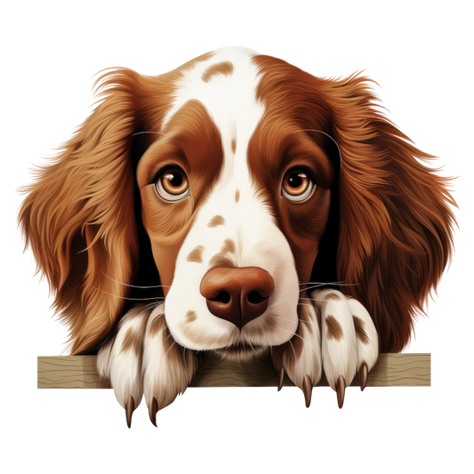 Brown White Spaniel Dog Face Vinyl Sticker Decal