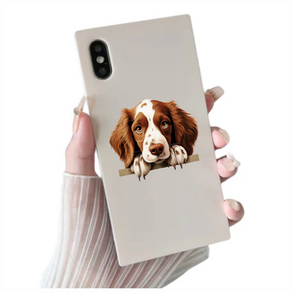 Brown White Spaniel Dog Face Vinyl Sticker Decal