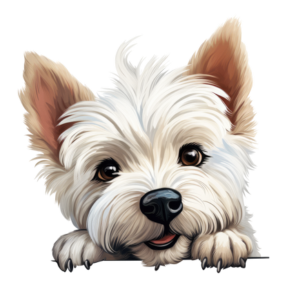 White Dog Westie Cute Face Vinyl Sticker Decal